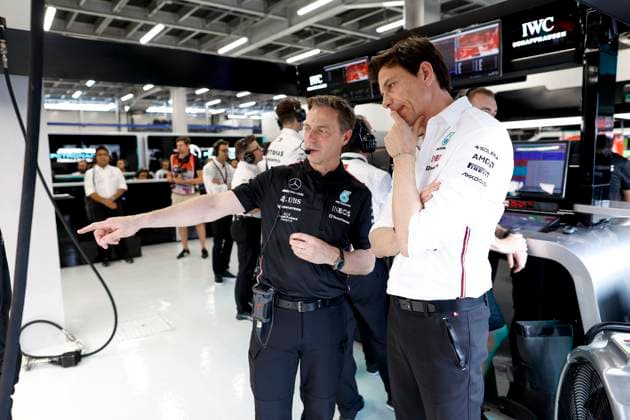 Matt Deane (GBR, Mercedes-AMG Petronas F1 Team), Toto Wolff (AUT, Mercedes-AMG Petronas F1 Team), F1 Grand Prix of Saudi Arabia at Jeddah Corniche Circuit on March 18, 2023 in Jeddah, Saudi Arabia. (Photo by HOCH ZWEI) Jeddah Saudi Arabia