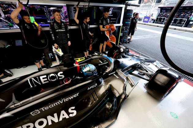 63 George Russell (GBR, Mercedes-AMG Petronas F1 Team), F1 Grand Prix of Saudi Arabia at Jeddah Corniche Circuit on March 18, 2023 in Jeddah, Saudi Arabia. (Photo by HOCH ZWEI) Jeddah Saudi Arabia
