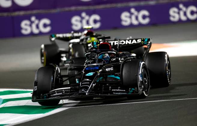 63 George Russell (GBR, Mercedes-AMG Petronas F1 Team), F1 Grand Prix of Saudi Arabia at Jeddah Corniche Circuit on March 19, 2023 in Jeddah, Saudi Arabia. (Photo by HOCH ZWEI) Jeddah Saudi Arabia