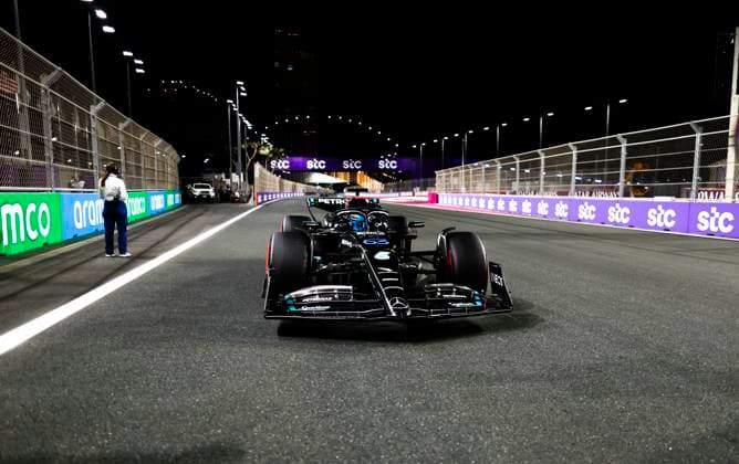 63 George Russell (GBR, Mercedes-AMG Petronas F1 Team), F1 Grand Prix of Saudi Arabia at Jeddah Corniche Circuit on March 19, 2023 in Jeddah, Saudi Arabia. (Photo by HOCH ZWEI) Jeddah Saudi Arabia