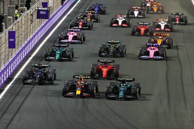 (230320) -- JEDDAH, March 20, 2023 -- Racers compete during the 2023 Formula 1 Saudi Arabian Grand Prix at Jeddah Corniche Circuit in Jeddah, Saudi Arabia on March 19, 2023. (Photo by Xinhua) (SP)SAUDI ARABIA-JEDDAH-F1-SAUDI ARABIAN GRAND PRIX QianxJun 