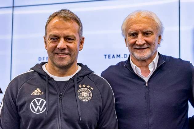 DFB Pressekonferenz, DFB Campus, Frankfurt, 20.03.2023 Hansi Flick (Trainer Deutsche Fussball Nationalmannschaft) & Rudi Völler (Direktor Deutsche Fussball Nationalmannschaft), DFB PK, Frankfurt, DFB Campus, 20.3.2023 Copyright: xBEAUTIFULxSPORTS Gawlikx