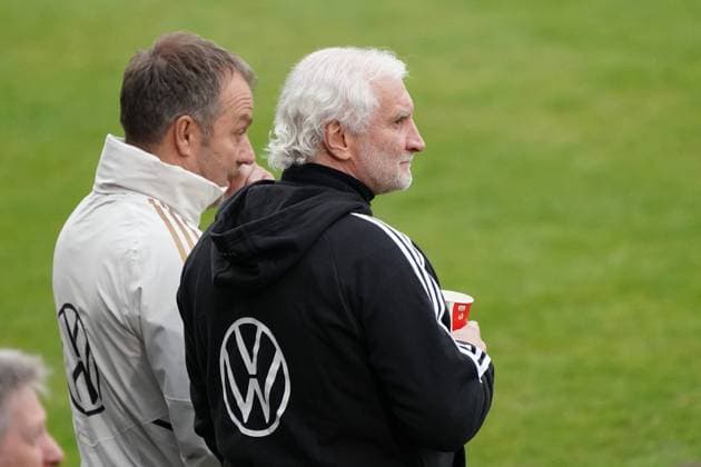 Bundestrainer Hansi Flick (Deutschland Germany) mit Rudi Völler - Frankfurt 20.03.2023: Training der Deutschen Nationalmannschaft