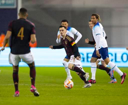 Manchester, England, March 22nd 2023: Paul Nebel (10 Germany) passes the ball during the International Friendly, Länderspiel, Nationalmannschaft football match between England and Germany at the City Football Academy Stadium in Manchester, England. (James Whitehead SPP) Copyright: xJamesxWhiteheadx xSPPx spp-en-JaWhSp-eu20vgu200035