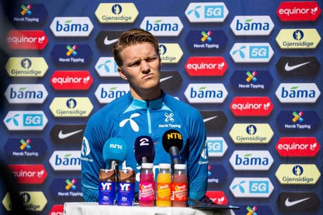 230323 Martin odegaard of the Norwegian national football team during a press event on March 23, 2023 in Marbella. Photo: Vegard Grott BILDBYRAN kod VG VG0423 bbeng fotball football soccer fotboll UEFA EURO, EM, Europameisterschaft,Fussball 2024 em-kvalifisering em-kvalik pressetreff press event norge norway Copyright: VEGARDxGRoTT BB230323VG039