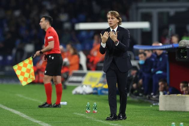 Foto Alessandro Garofalo LaPresse 23 marzo 2023 - Napoli, calcio - Italia vs Inghilterra - qualificazione campionato europeo 2024 - stadio Diego Armando Maradona Nella foto: Roberto Mancini coach (Italy) March 23, 2023 Napoli, soccer sport Italy vs England - Euro 2024 championship qualification 2024 - Diego Armando Maradona stadium In the pic: Roberto Mancini coach (Italy)  Copyright: xAlessandroxGarofalo LaPressex