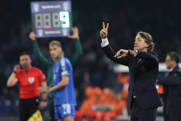Foto Alessandro Garofalo LaPresse 23 marzo 2023 - Napoli, calcio - Italia vs Inghilterra - qualificazione campionato europeo 2024 - stadio Diego Armando Maradona Nella foto: Roberto Mancini coach (Italy) March 23, 2023 Napoli, soccer sport Italy vs England - Euro 2024 championship qualification 2024 - Diego Armando Maradona stadium In the pic: Roberto Mancini coach (Italy)  Copyright: xAlessandroxGarofalo LaPressex