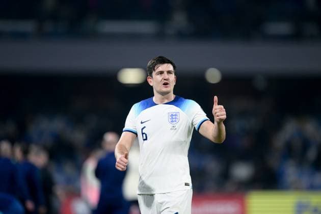 Italy v England - UEFA EURO, EM, Europameisterschaft,Fussball 2024 qualifiers Harry Maguire of England celebrates the victory during the UEFA Euro 2024 Qualifiers match between Italy and England at Stadio Diego Armando Maradona on 23 March, 2023 in Naples, Italy. Naples Naples Italy  Copyright: xGiuseppexMaffiax originalFilename:maffia-italyven230323_npYUh.jpg