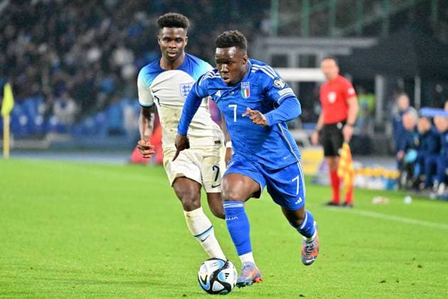 IPP20230323 Football - soccer: UEFA EURO, EM, Europameisterschaft,Fussball 2024, Qualifying Round Group C, Italy - England, Wilfried Gnonto (Verwendung nur in Deutschland - GERMANY ONLY) *** IPP20230323 Football soccer UEFA EURO 2024, Qualifying Round Group C, Italy England, Wilfried Gnonto Use only in Germany GERMANY ONLY 