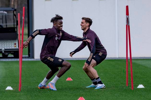 Training Deutsche Fussball U21, U 21 Nationalmannschaft, DFB Campus, Frankfurt, 23.03.2023 Yann-Aurel Bisseck (Deutsche U21 Fussball Nationalmannschaft) & Kilian Fischer (Deutsche U21 Fussball Nationalmannschaft), Training DFB U21, Frankfurt, DFB Campus, 23.3.2023 Copyright: xBEAUTIFULxSPORTS Gawlikx