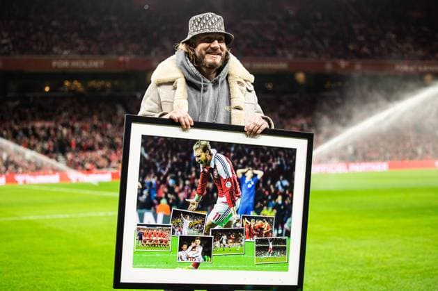 Bilder des Jahres 2023, Sport 03 M?rz Sport Themen der Woche KW12 Sport Bilder des Tages Denmark v Finland, UEFA EURO, EM, Europameisterschaft,Fussball 2024 Qualification, Copenhagen, Denmark Copenhagen, Denmark. 23rd, March 2023. For international footballer Nicklas Bendtner of Denmark is praised before the UEFA Euro 2024 qualification match between Denmark and Finland at Parken in Copenhagen. Copenhagen Denmark  Copyright: xGonzalesxPhoto DejanxObretkovicx