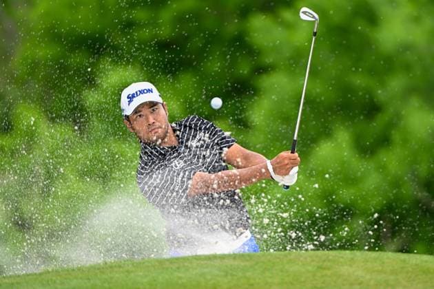Sport Themen der Woche KW12 Sport Bilder des Tages AUSTIN, TX - MARCH 23: Hideki Matsuyama (JPN) chips on to 17 during Rd2 of the WGC Dell Technologies Match Play at Austin Country Club on March 23, 2023 in Austin, Texas. (Photo by Ken Murray Icon Sportswire) GOLF: MAR 23 PGA, Golf Herren - World Golf Championships-Dell Technologies Match Play Icon230323065