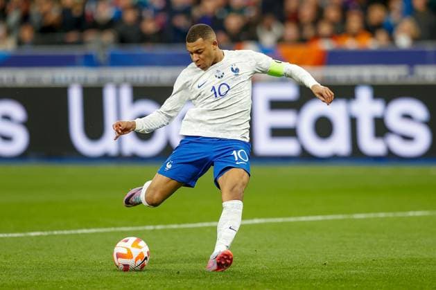 PARIS 24.03.2023, xabx EURO 2024 Qualifiers Group B France - Netherlands v.l., Kylian MbappÃ (FFF Frankreich) Goal scored, Tor zum 3:0 Copyright: AntonioxBorga