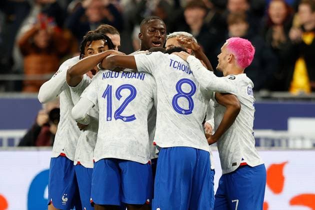PARIS 24.03.2023, xabx EURO 2024 Qualifiers Group B France - Netherlands v.l., Torjubel, Goal celebration, celebrate the goal Frankreich Copyright: AntonioxBorga