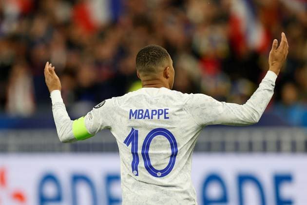 PARIS 24.03.2023, xabx EURO 2024 Qualifiers Group B France - Netherlands v.l., Kylian MbappÃ (FFF Frankreich) Goal scored, Tor zum 3:0, Torjubel, Goal celebration, celebrate the goal Copyright: AntonioxBorga