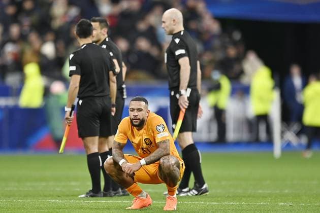 PARIS, 24-03-2023, Stade de France, UEFA Qualification EURO 2024 Football, season 2022 2023, France - Netherlands 4-0. Netherlands player Memphis Depay dejected after the lost game France - Netherlands  x20317102x Copyright: