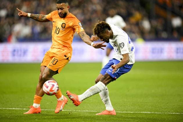 COMAN Kingsley (FRA) vs DEPAY Memphis (NED) FOOTBALL : France vs Pays Bas - Eliminatoires Euro2024 - 24 03 2023 JBAutissier Panoramic 