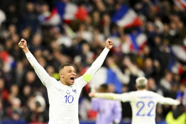 joie de MBAPPE Kylian (FRA) en fin de match FOOTBALL : France vs Pays Bas - Eliminatoires Euro2024 - 24 03 2023 JBAutissier Panoramic 