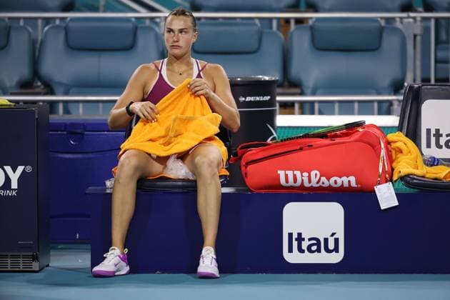 March 24, 2023, Miami Gardens, Florida, United States Of America: MIAMI GARDENS, FLORIDA - MARCH 24: Aryna Sabalenka at Hard Rock Stadium on March 24, 2023 in Miami Gardens, Florida....People: Aryna Sabalenka Miami Gardens United States Of America - ZUMAs214 20230324_zda_s214_249 Copyright: xSMGx
