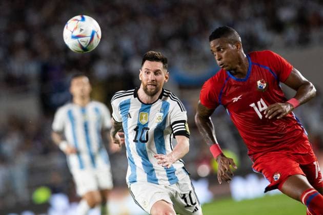 Argentina v Panama - International Friendly, Länderspiel, Nationalmannschaft Gilberto Hernandez and Argentinas Lionel Messi in action during a match against Panama at the Monumental stadium in Buenos Aires, Argentina, March 23, 2023. Buenos Aires Argentina  Copyright: xMatiasxBagliettox originalFilename:baglietto-notitle230323_npK1G.jpg