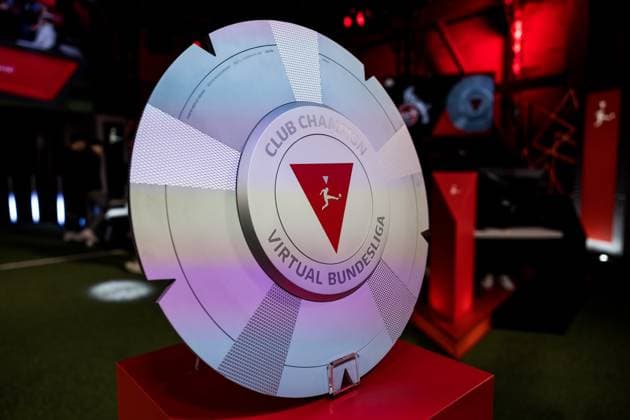 Virtual Bundesliga Club Championship Finale Die Meisterschale der Virtual Bundesliga Club Championship Virtual Bundesliga Club Championship Finale; Koeln, Strassenkickerbase, 26.03.2023