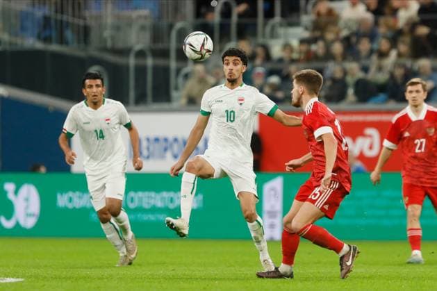 Russia v Iraq - International Friendly, Länderspiel, Nationalmannschaft Zidane Iqbal (C) of Iraq in action during the international friendly match between Russia and Iraq on March 26, 2022 at Gazprom Arena in Saint Petersburg, Russia. Saint Petersburg Russia  Copyright: xMikexKireevx originalFilename:kireev-russiavi230326_npijL.jpg