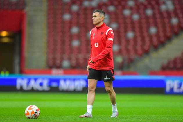 WARSZAWA 26.03.2023 TRENING REPREZENTACJI ALBANII --- ALBANIA FOOTBALL national team, Nationalteam TRAINING SESSION IN WARSAW JASIR ASANI FOT. JACEK PRONDZYNSKI FOTOPYK NEWSPIX.PL --- Newspix.pl POLAND OUT!  230326JAC056