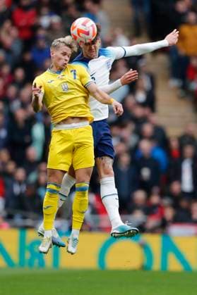 England v Ukraine UEFA EURO, EM, Europameisterschaft,Fussball 2024 Qualifiers John Stones of England and Mykhailo Mudryk of Ukraine in action during the UEFA Euro 2024 Qualifiers Group C match at Wembley Stadium, London Content Not Available For UK Newspapers Copyright: xPaulxChestertonx FIL-18299-0154 UK Newspapers OUT