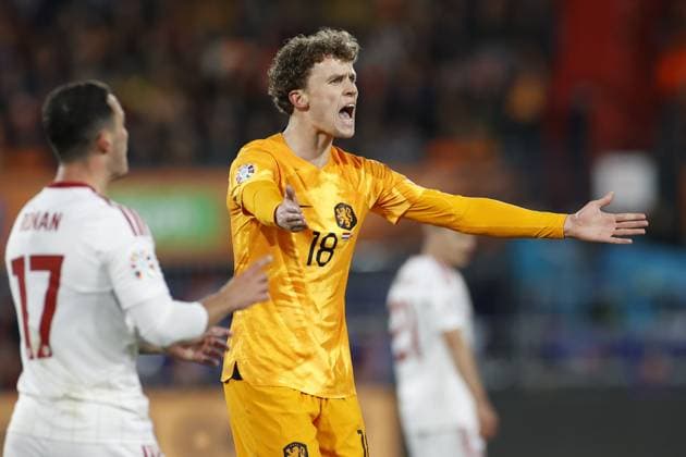 ROTTERDAM , 27-03-2023 , Stadion de Kuip , UEFA Qualification EURO 2024 , season 2022 2023 , match between Netherlands and Gibraltar , Netherlands player Mats Wieffer Netherlands - Gibraltar  x20346385x Copyright:
