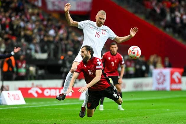 27.03.2023 WARSZAWA, STADION PGE NARODOWY IMIENIEM KAZMIERZA GORSKIEGO PILKA NOZNA (FOOTBALL) ELIMINACJE MISTRZOSTW EUROPY UEFA EURO, EM, Europameisterschaft,Fussball 2024 ( UEFA EURO 2024 QUALIFICATION ) MECZ ( GAME ) POLSKA - ALBANIA ( POLAND - ALBANIA ) NZ BARTOSZ SALAMON SOKOL CIKALLESHI FOTO MATEUSZ SLODKOWSKI CYFRASPORT NEWSPIX.PL --- Newspix.pl  20230327_CS_MS_037