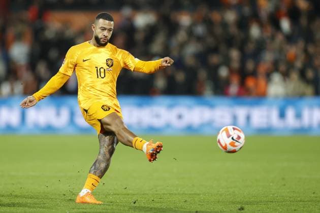 ROTTERDAM , 27-03-2023 , Stadion de Kuip , UEFA Qualification EURO 2024 , season 2022 2023 , match between Netherlands and Gibraltar , Netherlands player Memphis Depay Netherlands - Gibraltar  x20346841x Copyright: