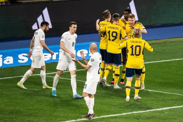 230327 Alexander Isak of Sweden celebrates after 2-0 during the UEFA EURO, EM, Europameisterschaft,Fussball Qualifier, EM, Europameisterschaft football match between Sweden and Azerbaijan on March 27, 2023 in Stockholm. Photo: Emma Wallskog BILDBYRAN COP 320 JZ0347 bbeng football soccer fotboll fotball uefa euro qualifier landskamp emkval em-kvalifisering em-kvalik sverige sverige a sweden azerbajdzjan jubel Copyright: EMMAxWALLSKOG BB230327EW019