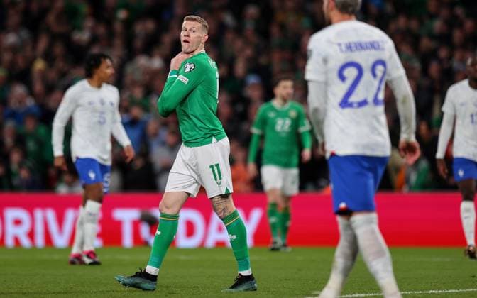 UEFA EURO, EM, Europameisterschaft,Fussball 2024 Qualifying Round Group B, Aviva Stadium, Dublin 27 3 2023 Republic of Ireland vs France Ireland™s James McClean reacts to a missed chance James McClean reacts to a missed chance 27 3 2023  Copyright: x INPHO RyanxByrnex RB1_8368