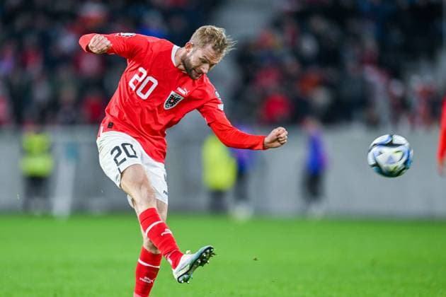 SOCCER - UEFA EURO, EM, Europameisterschaft,Fussball 2024 Quali, AUT vs EST LINZ,AUSTRIA,27.MAR.23 - SOCCER - European Qualifiers 2024, OEFB international match, Länderspiel, Nationalmannschaft Austria vs Estland. Image shows Konrad Laimer (AUT).  GEPAxpictures xChristianxMoser