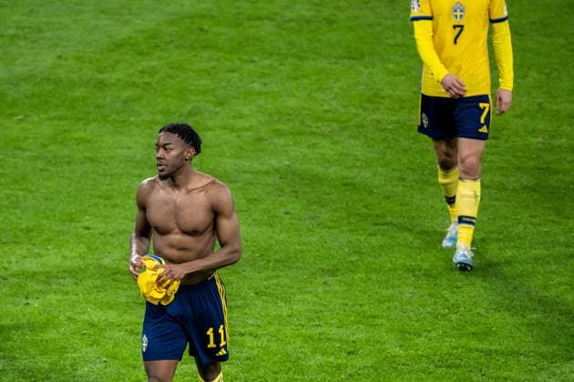 230327 Anthony Elanga of Sweden after the UEFA EURO, EM, Europameisterschaft,Fussball Qualifier, EM, Europameisterschaft football match between Sweden and Azerbaijan on March 27, 2023 in Stockholm. Photo: Emma Wallskog BILDBYRAN COP 320 JZ0347 bbeng football soccer fotboll fotball uefa euro qualifier landskamp emkval em-kvalifisering em-kvalik sverige sverige a sweden azerbajdzjan Copyright: EMMAxWALLSKOG BB230327EW028