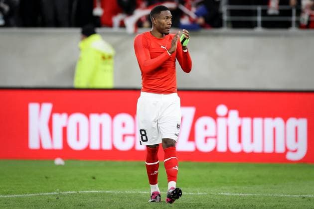 SOCCER - UEFA EURO, EM, Europameisterschaft,Fussball 2024 Quali, AUT vs EST LINZ,AUSTRIA,27.MAR.23 - SOCCER - European Qualifiers 2024, OEFB international match, Länderspiel, Nationalmannschaft Austria vs Estland. Image shows the rejoicing of David Alaba (AUT).  GEPAxpictures xManfredxBinder