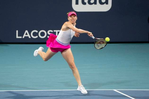 March 27, 2023, Miami Gardens, Florida, United States: March, 27 - Miami Gardens: Ekaterina Alexandrova plays Bianca Andreescu of Canada during the 3rd round of the 2023 Miami Open by Itau. Miami Gardens USA - ZUMApa3_ 20230327_zap_pa3_064 Copyright: xAndrewxPatronx