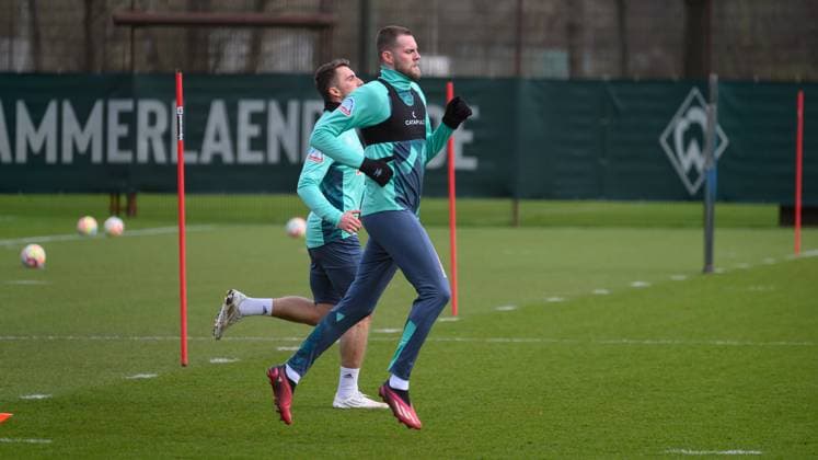 Sport Themen der Woche KW13 Sport Bilder des Tages GER, 1.FBL, Werder Bremen Training 28.03.2023, Trainingsgelaende am wohninvest WESERSTADION - Platz 4 5, Bremen, GER, 1.FBL, Werder Bremen Training Marvin Ducksch (SV Werder Bremen 07); Maximilian Philipp (Werder Bremen 17); *** GER, 1 FBL, Werder Bremen training 28 03 2023, training ground at wohninvest WESERSTADION Platz 4 5, Bremen, GER, 1 FBL, Werder Bremen training Marvin Ducksch SV Werder Bremen 07 Maximilian Philipp Werder Bremen 17 nordphotoxGmbHxx xKokenge nph00001