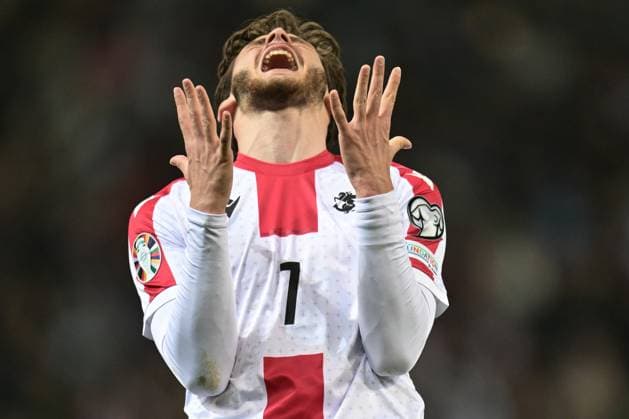 Sport Themen der Woche KW13 Sport Bilder des Tages BATUMI, GEORGIA - MARCH 28: Khvicha Kvaratskhelia of Georgia reacts during the UEFA EURO, EM, Europameisterschaft,Fussball 2024 qualifying round group A match between Georgia and Norway at Batumi Stadiumon March 28, 2023 in Batumi, G Georgia v Norway: Group A - UEFA EURO 2024 Qualifying Round Copyright: xSebastianxFrejx