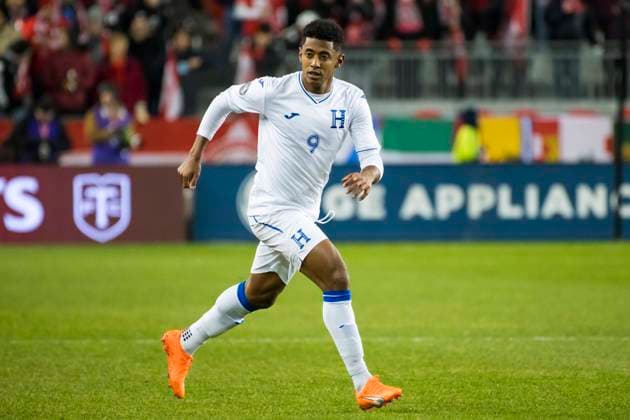 Fußball, CONCACAF Nations League, Kanada - Honduras March 28, 2023, Toronto, Ontario, Canada: Antony Lozano 9 in action during the CONCACAF Nations League qualifier game between Canada and Honduras at BMO field in Toronto. The game ended 4-1 for Canada sending it to the semifinals. Toronto Canada - ZUMAm154 20230328_zap_m154_007 Copyright: xAngelxMarchinix