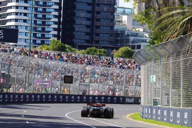 63 RUSSELL George (gbr), Mercedes AMG F1 Team W14, action during the Formula 1 Rolex Australian Grand Prix 2023, 3rd round of the 2023 Formula One World Championship, WM, Weltmeisterschaft from March 31 to April 2, 2023 on the Albert Park Circuit, in Melbourne, Australia - F1 - AUSTRALIAN GRAND PRIX 2023 DPPI Panoramic  00122006_353A7335