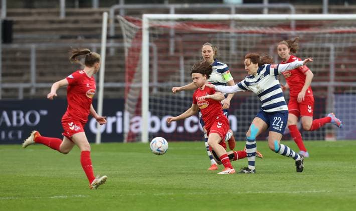 Ally Gudorf (Köln), Marija Ilic (MSV), 1. FC Köln - MSV Duisburg, Flyeralarm Frauen Bundesliga, 17. Spieltag, Köln, Deutschland, 18.03.2023.