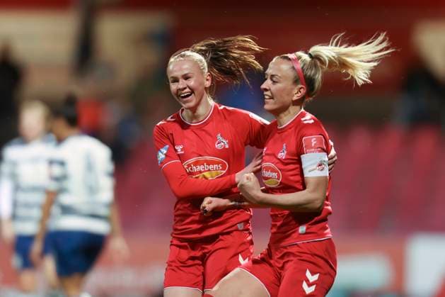 Weronika Zawistowska (Köln), Mandy Islacker (Köln), 1. FC Köln - MSV Duisburg, Flyeralarm Frauen Bundesliga, 17. Spieltag, Köln, Deutschland, 18.03.2023.