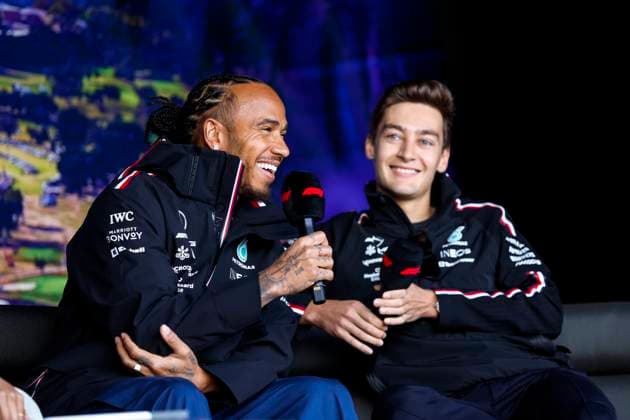 44 Lewis Hamilton (GBR, Mercedes-AMG Petronas F1 Team), 63 George Russell (GBR, Mercedes-AMG Petronas F1 Team), F1 Grand Prix of Australia at Albert Park Circuit on April 1, 2023 in Melbourne, Australia. (Photo by HOCH ZWEI) Melbourne Australia