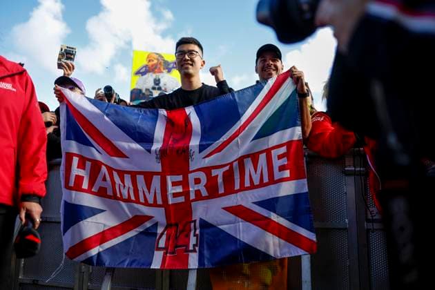 Fans of 44 Lewis Hamilton (GBR, Mercedes-AMG Petronas F1 Team), F1 Grand Prix of Australia at Albert Park Circuit on April 1, 2023 in Melbourne, Australia. (Photo by HOCH ZWEI) Melbourne Australia