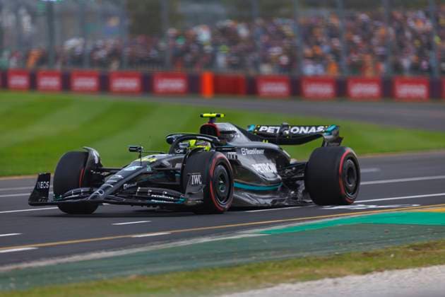 1st April 2023: Melbourne Grand Prix Circuit, Melbourne, Victoria, Australia: Australian Formula 1 Grand Prix: Qualifying: Number 44 Mercedes AMG Petronas driver Lewis Hamilton during free practice 3 at the Australian Formula 1  ActionPlus12492412 StephenxBlackberry