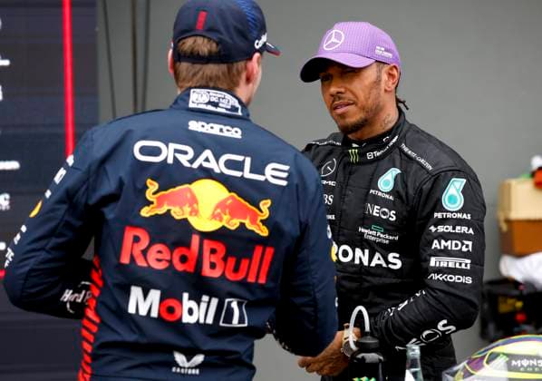 1 Max Verstappen (NLD, Oracle Red Bull Racing), 44 Lewis Hamilton (GBR, Mercedes-AMG Petronas F1 Team), F1 Grand Prix of Australia at Albert Park Circuit on April 1, 2023 in Melbourne, Australia. (Photo by HOCH ZWEI) Melbourne Australia