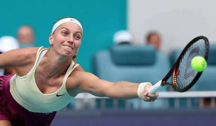 March 31, 2023, Miami Gardens, Florida, United States Of America: MIAMI GARDENS, FLORIDA - MARCH 31: Petra Kvitova of the Czech Republic defeats Sorana Cirstea of Romania in the semi-finals of the women s singles at the Miami Open at the Hard Rock Stadium on March 31, 2023 in Miami Gardens, Florida....People: Petra Kvitova Miami Gardens United States Of America - ZUMAs214 20230331_zda_s214_024 Copyright: xSMGx