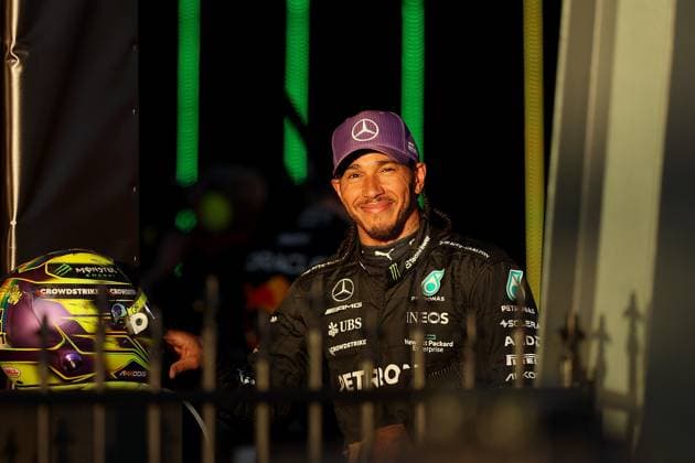 02.04.2023, Albert-Park, Melbourne, FORMULA 1 ROLEX AUSTRALIAN GRAND PRIX 2023 Lewis Hamilton (GBR), Mercedes-AMG Petronas Formula One Team freut sichh über seinen 2.Platz. Melbourne Albert-Park Victoria Australien  eu-images-506