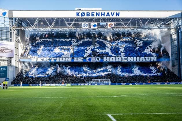 FC Copenhagen v FC Nordsjaelland, Danish 3F Superliga football, Copenhagen, Denmark Copenhagen, Denmark. 02nd, April 2023. Football fans of FC Copenhagen seen on the stands with a giant tifo during the 3F Superliga match between FC Copenhagen and FC Nordsjaelland at Parken in Copenhagen. Copenhagen Denmark Parken  Copyright: xGonzalesxPhoto TobiasxJorgensenx